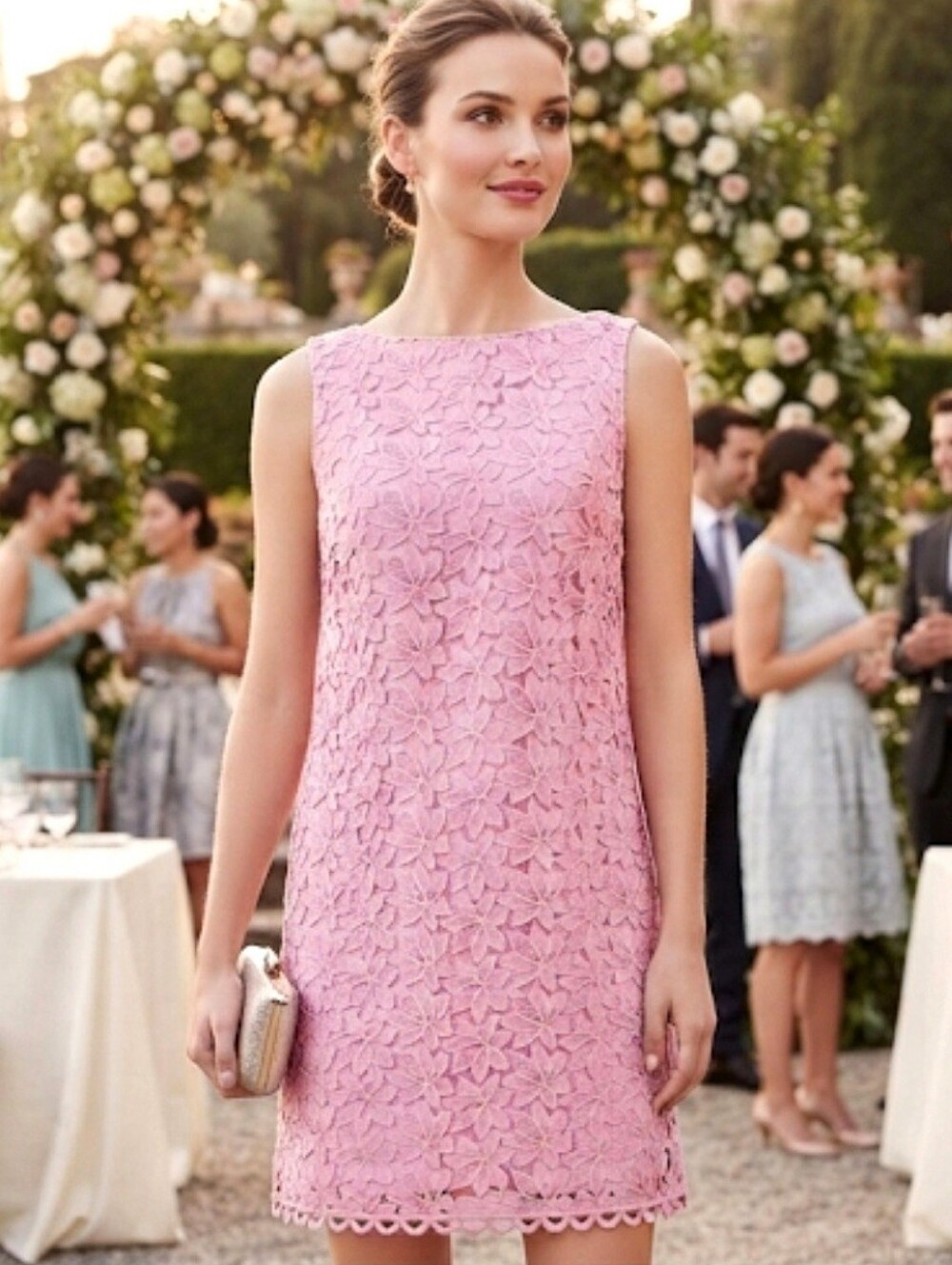 Kate Spade Pink Floral Leaf Lace Sleeveless Shift Dress Size 0 NWT